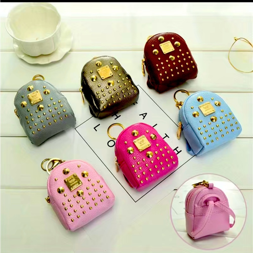 7 Colors Available - PU Leather Backpack Coin Purse , 4x3.15x2 approximately